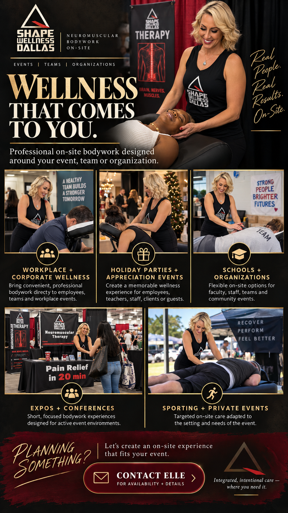 Shape Wellness Dallas on-site wellness graphic from the official website. Open full image.